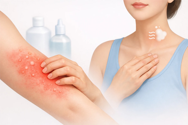 علائم حساسیت یا واکنش پوستی به محلول‌ها